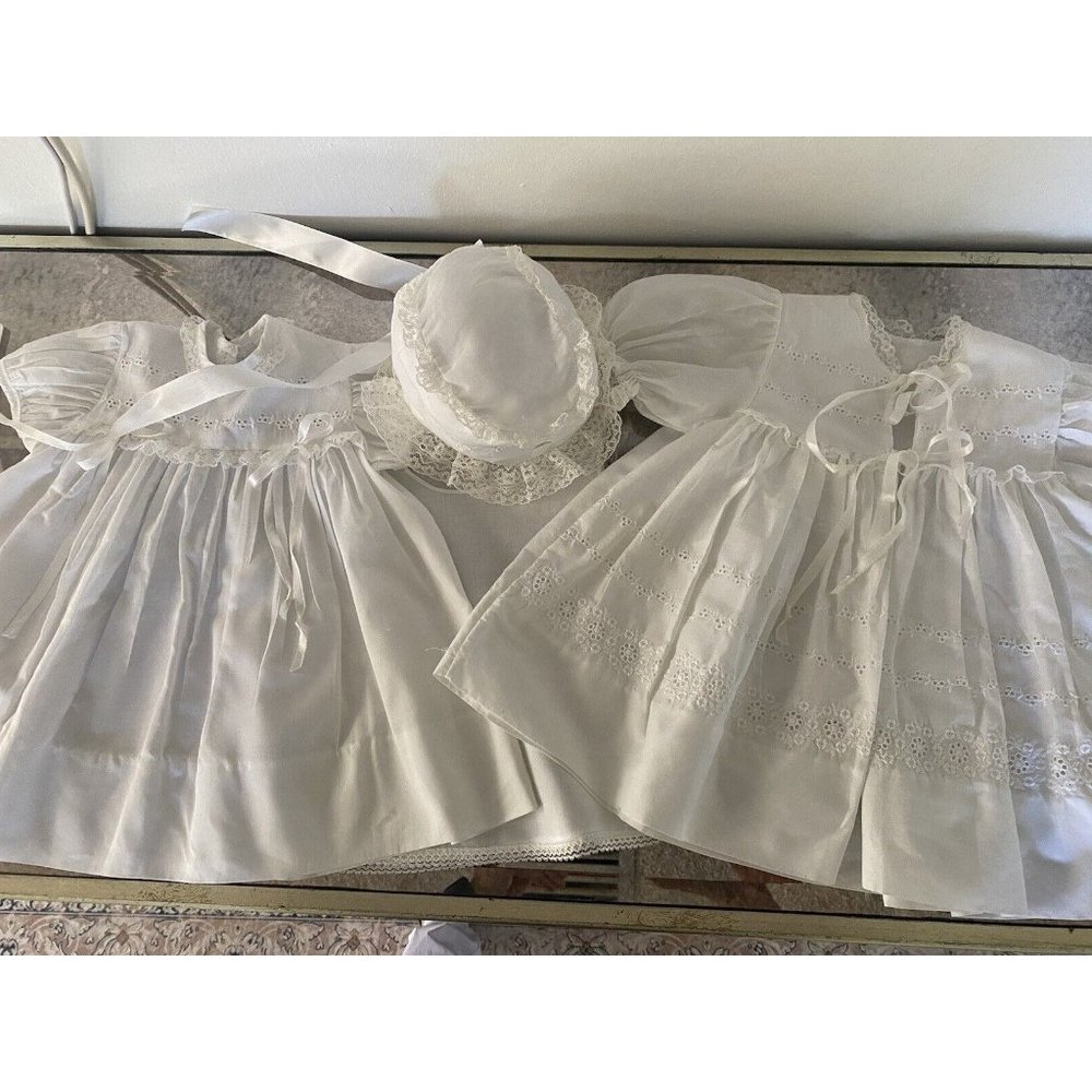 Madonna Baby‎ Girl Boy 4 Pc Baptism Dress Christening Set White Lace Vtg 0-3 Mos - Picture 16 of 16